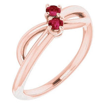 Ruby Ring Rose Gold 0.20 Carats Infinity Twist Style U Prong Setting