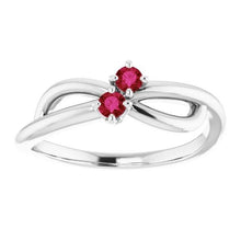 Ruby Stone Promise Ring Ribbon Shank Style White Gold 14K 0.50 Carats