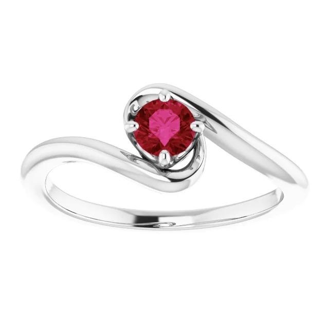 Ruby Stone Ring Solitaire 1 Carat White Gold 14K