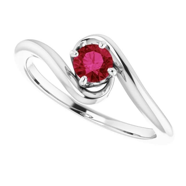 Ruby Stone Ring Solitaire 1 Carat White Gold 14K