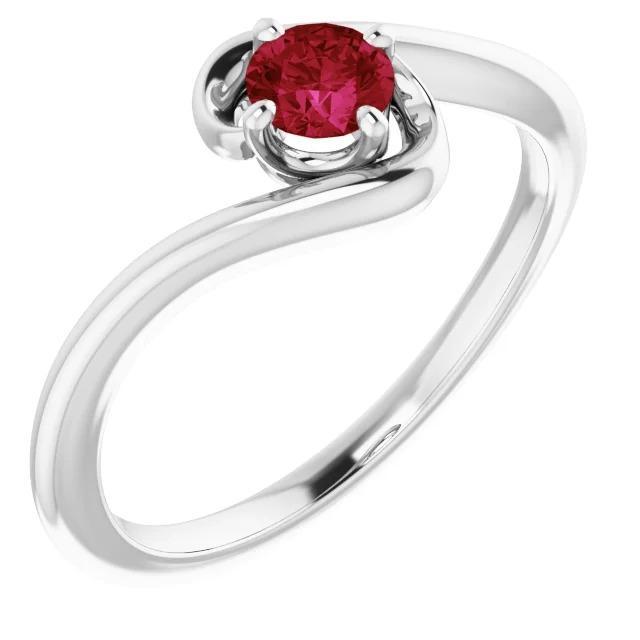 Ruby Stone Ring Solitaire 1 Carat White Gold 14K