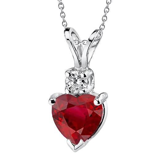 Ruby With Diamonds Pendant Necklace 6.85 Carats White Gold 14K