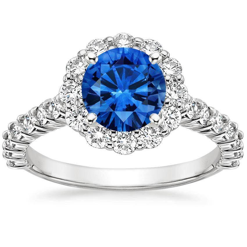 Sapphire And Diamond Ring White Gold Fine Jewelry Round Cut 3.40 Ct