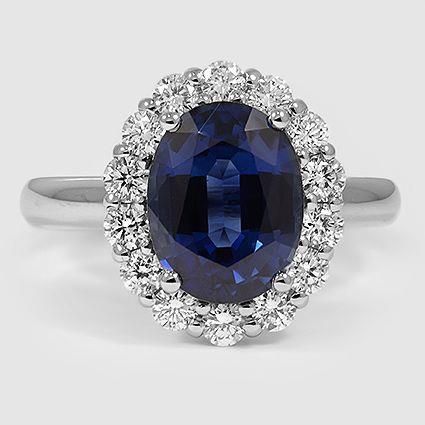 Sapphire And Diamonds 8.50 Carats Wedding Ring White Gold 14K