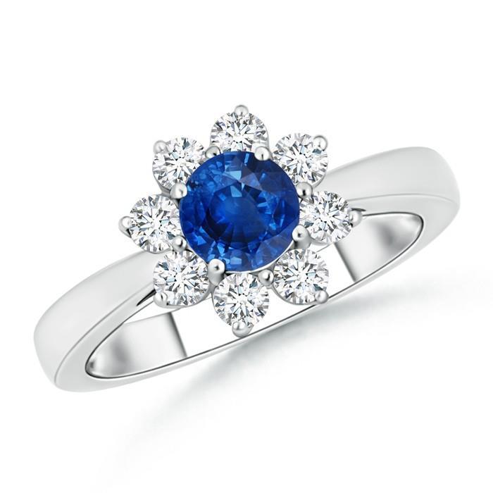 Sapphire And Diamonds Round Cut 2.45 Ct Wedding Ring White Gold 14K