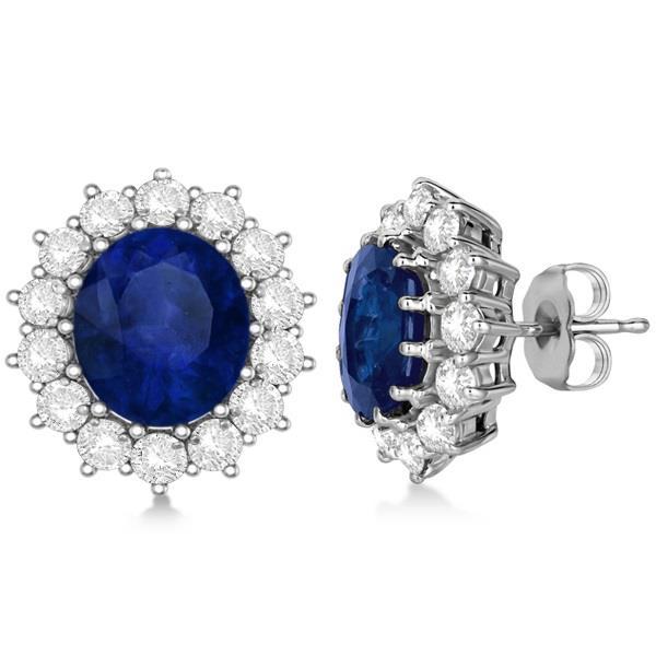 Sapphire & Diamond 6.80 Carats Women Studs Earring White Gold 14K