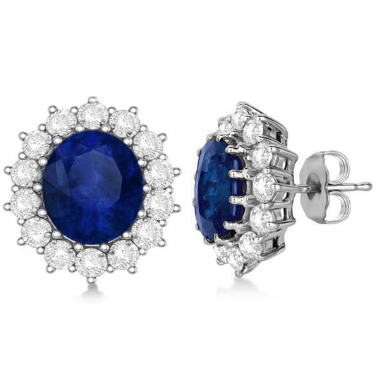 Sapphire & Diamond 6.80 Carats Women Studs Earring White Gold 14K