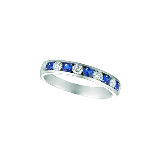 Sapphire & Diamond Eternity Band 1 Carats 14K White Gold