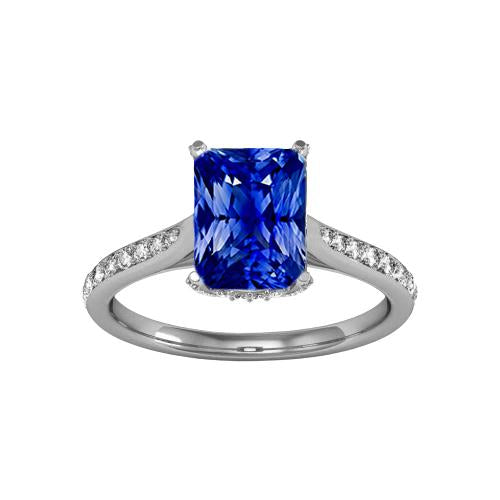 Sapphire Engagement Ring Radiant With Round Diamond Accents 2 Carats