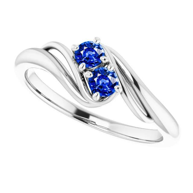 Sapphire Prong Setting 1 Carat Ring Bypass Shank White Gold 14K