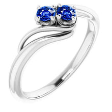Sapphire Prong Setting 1 Carat Ring Bypass Shank White Gold 14K