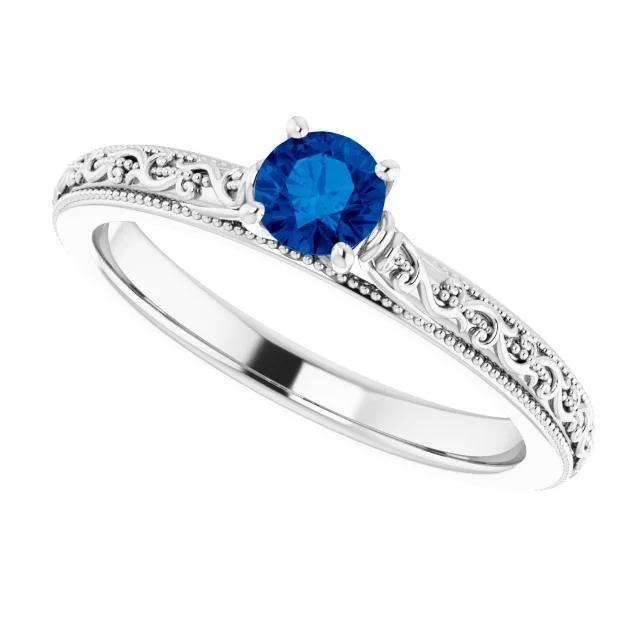 Sapphire Solitaire Ring 0.75 Carats Ceylon Blue Jewelry