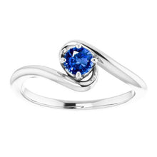 Sapphire Stone Ring Freeform Shank 1 Carat White Gold 14K