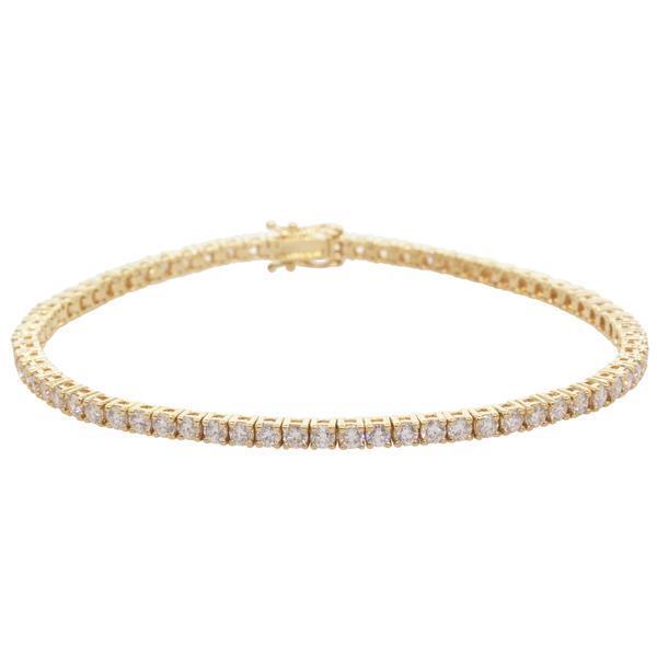 Small Round Cut 3.50 Carats Diamonds Tennis Bracelet Gold Yellow 14K