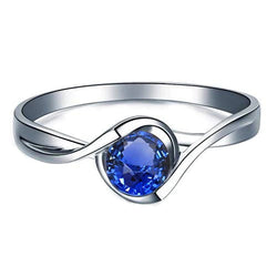 Solitaire 1 Carat Sapphire Ring Bypass Style Women Jewellery