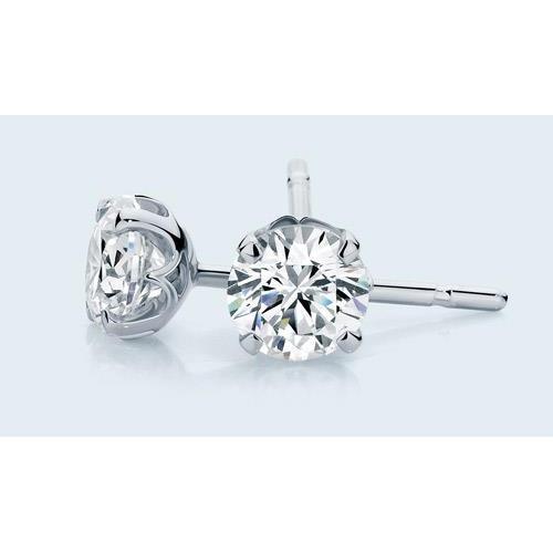 Solitaire 1.80 Ct Prong Set Round Diamonds Stud Earring White Gold