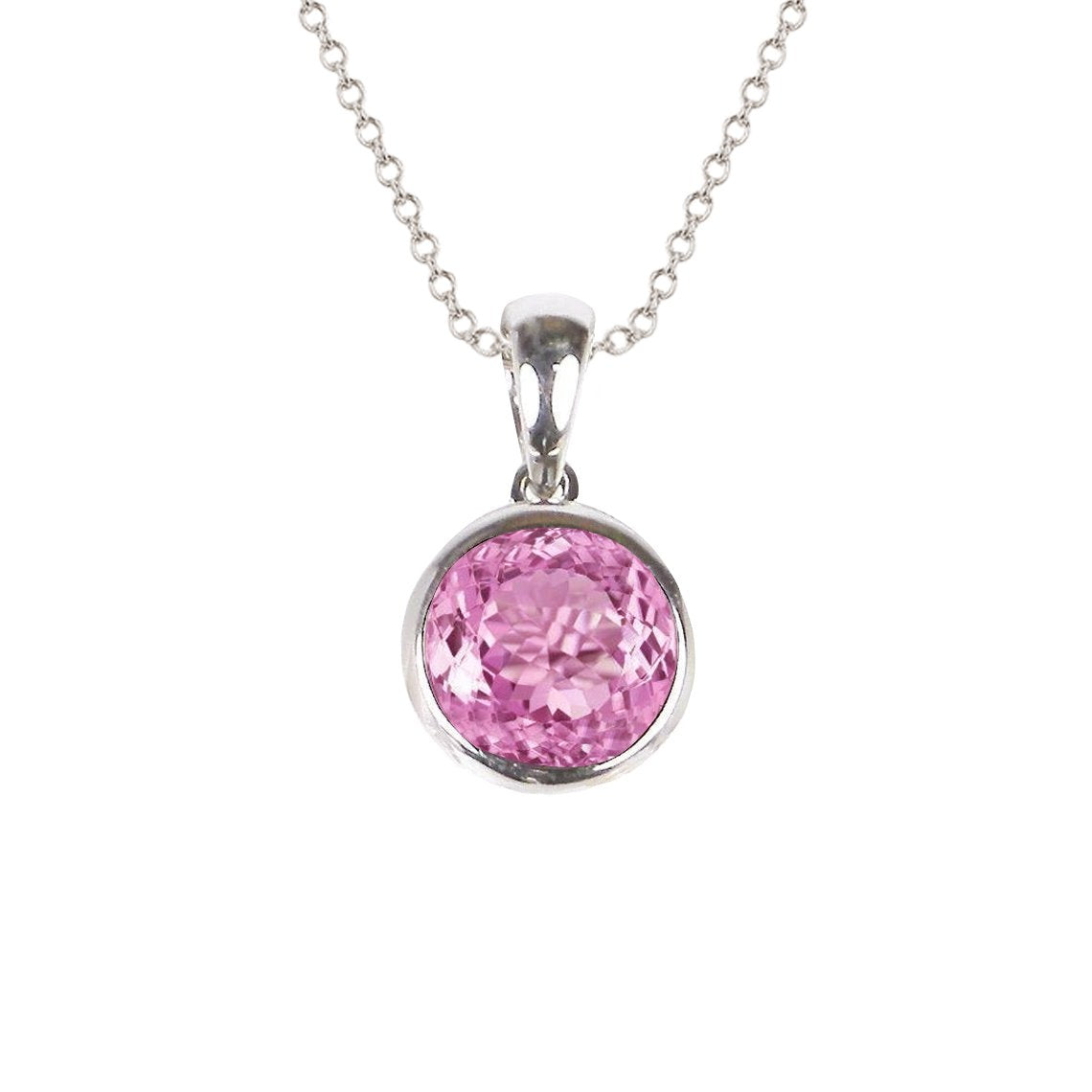 Solitaire 3 Carat Kunzite Pendant Necklace With Chain 14K Gold