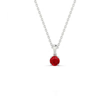 Solitaire 3 Ct. Red Ruby Pendant Necklace White God 14K