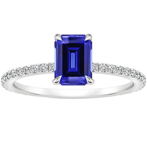 Solitaire Accents Ring Emerald Sri Lankan Sapphire & Diamond 4 Carats