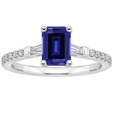 Solitaire Accents Ring Sri Lankan Sapphire & Diamond 4 Carats