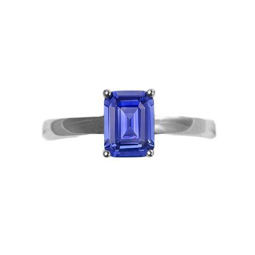 Solitaire Anniversary Ring Emerald Blue Sapphire Prong Set 1.50 Carats