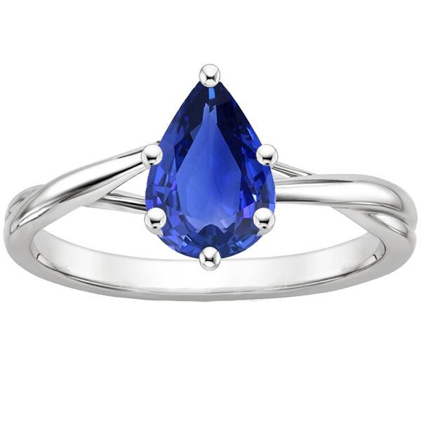 Solitaire Anniversary Ring Pear Ceylon Sapphire 3.50 Carats
