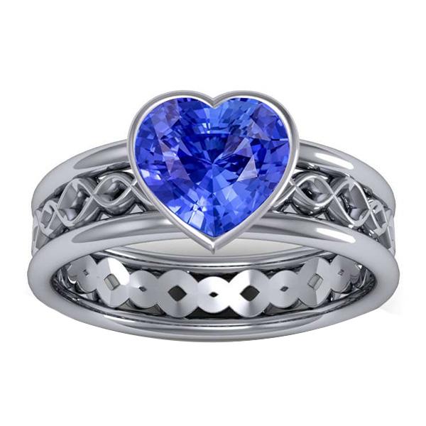 Solitaire Bezel Heart Shaped Sapphire Ring 2.50 Carats Infinity Style