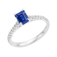Solitaire Blue Gemstone Sapphire With Accents Ring 2.50 Carats Pave