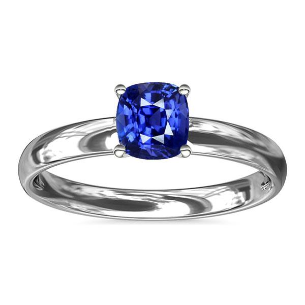 Solitaire Blue Sapphire Engagement Ring 1.50 Carats Gold Thick Shank