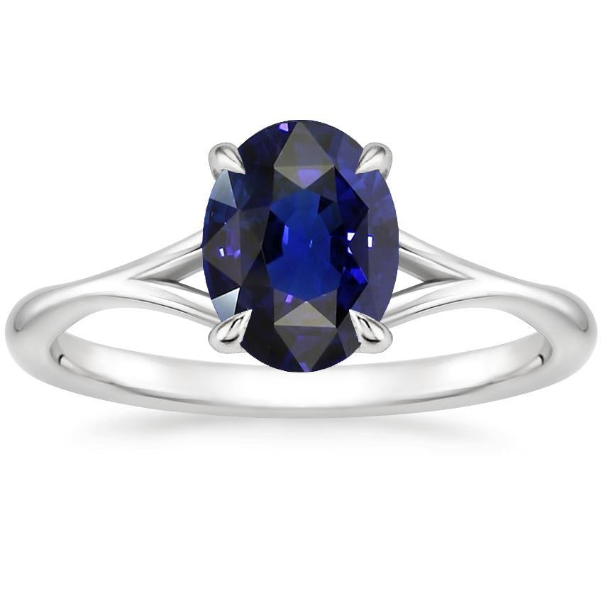 Solitaire Blue Sapphire Engagement Ring 2.5 Carats Split Shank