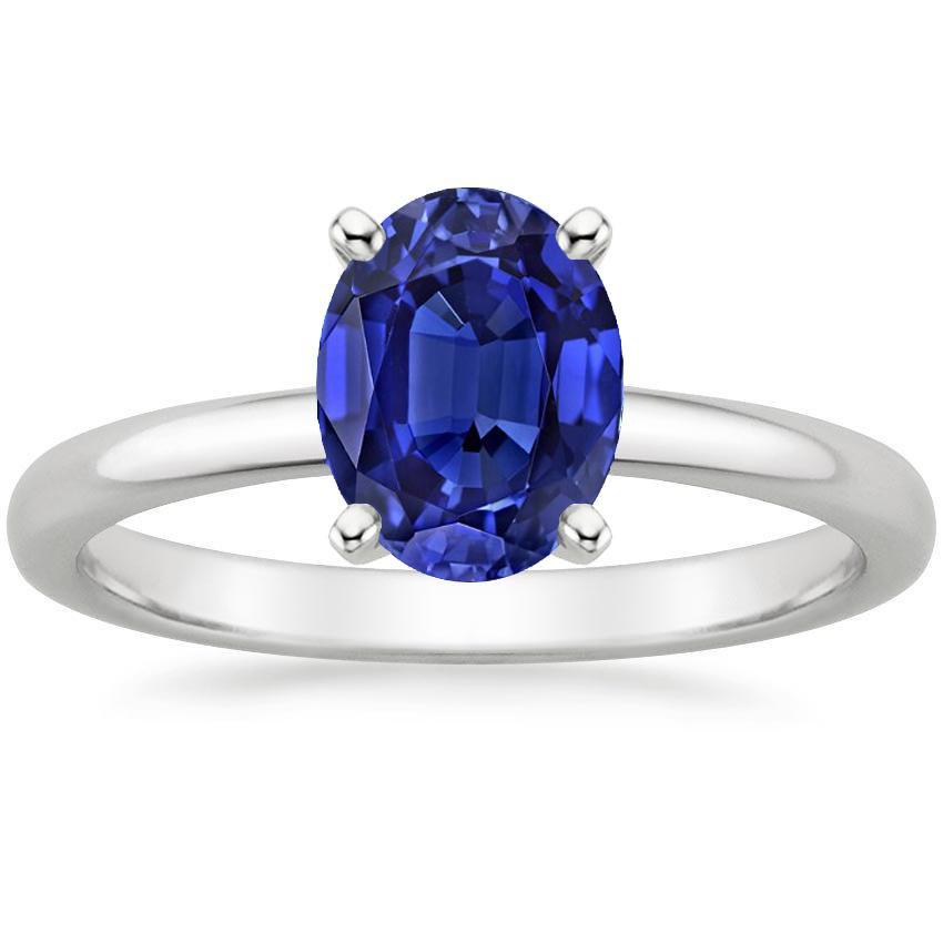Solitaire Blue Sapphire Engagement Ring Oval Cut 3.50 Carats
