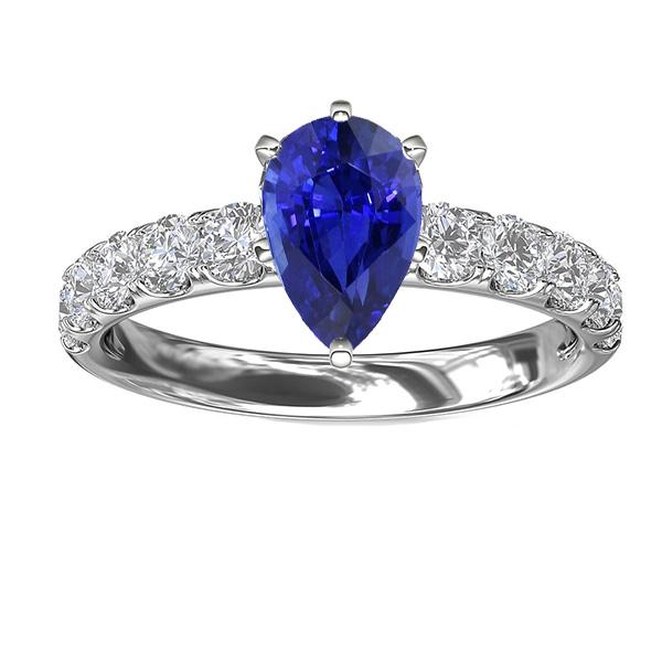 Solitaire Blue Sapphire Engagement Ring With Diamond Accents 4 Carats