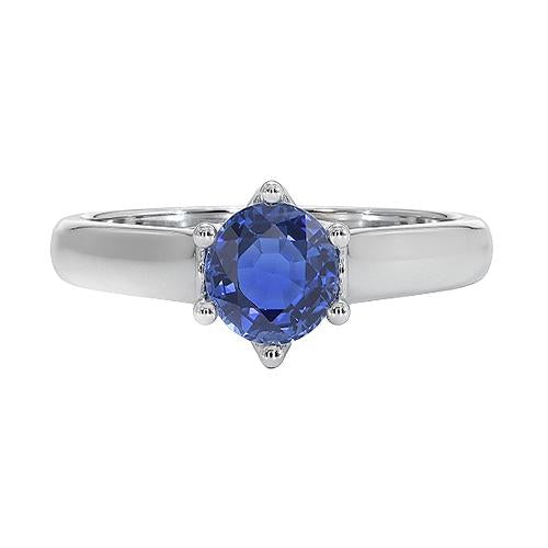 Solitaire Blue Sapphire Gemstone Ring 2 Carats White Gold