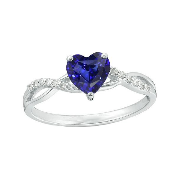 Solitaire Blue Sapphire Ring & Diamond Accents 2 Carats Twisted Style