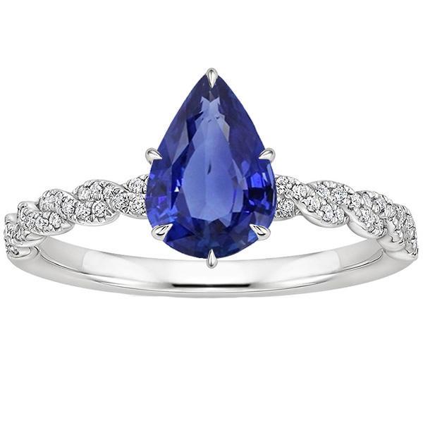 Solitaire Blue Sapphire Ring & Diamond Accents 3.50 Carats