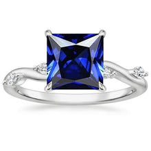 Solitaire Blue Sapphire Ring With Accents Marquise Diamonds 5.50 Carat