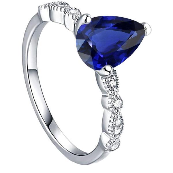 Solitaire Ceylon Sapphire Ring & Round Diamond Accents 3.50 Carats