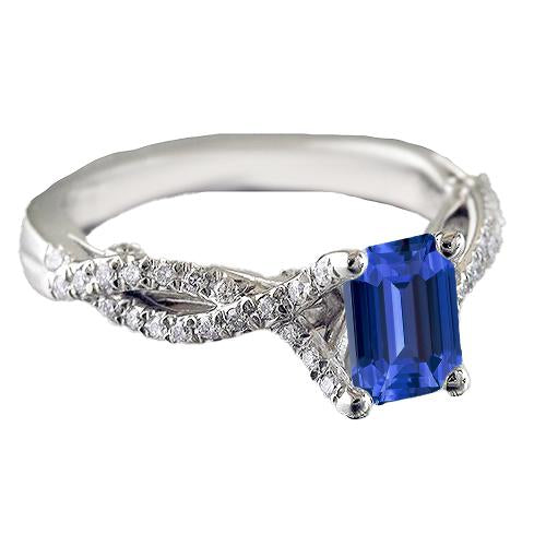 Solitaire Ceylon Sapphire Ring Twisted Style Diamonds 2.50 Carats