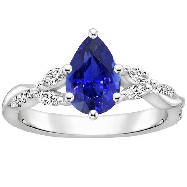 Solitaire Ceylon Sapphire Ring With Accents 4.50 Carats Split Shank