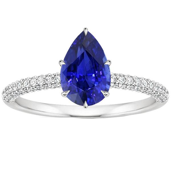 Solitaire Ceylon Sapphire Ring With Round Diamond Accents 4.50 Carats