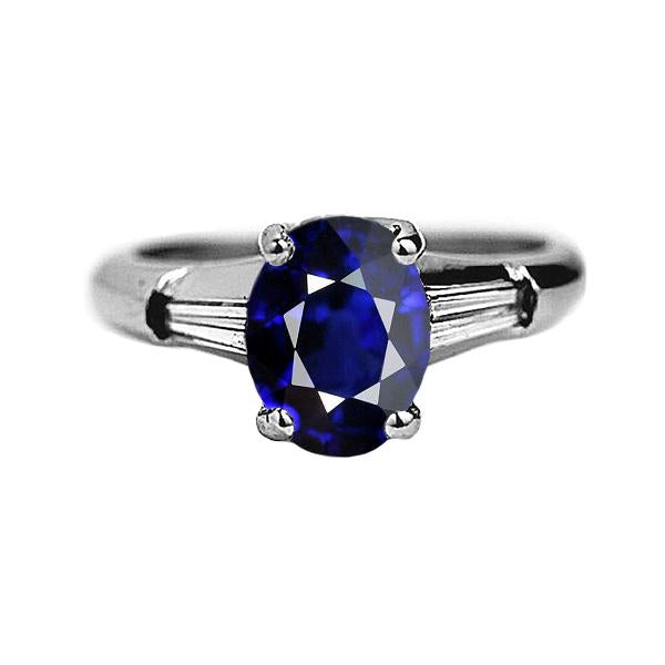 Solitaire Deep Blue Sapphire Ring 2.50 Carats Ladies Jewelry
