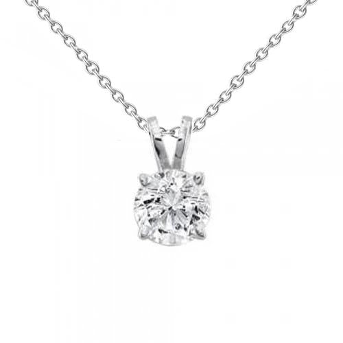 Solitaire Diamond Necklace Pendant 0.50 Carats White Gold Jewelry