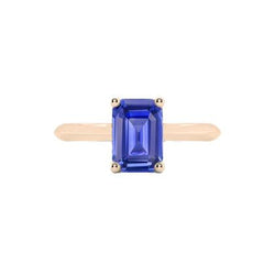 Solitaire Emerald Ceylon Sapphire Ring 1.50 Carats Rose Gold 14K