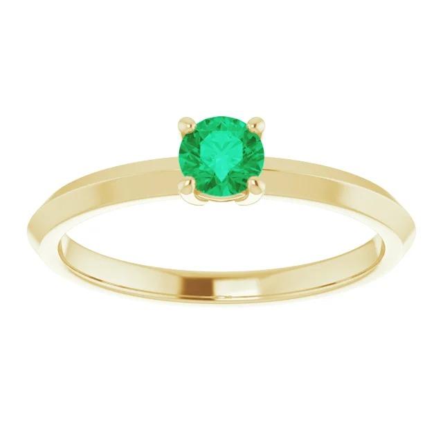 Solitaire Engagement Ring 1.25 Carats Green Emerald Yellow Gold 14K