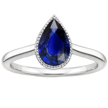 Solitaire Engagement Ring Bezel Set Pear Ceylon Sapphire 2.50 Carats