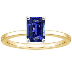 Solitaire Engagement Ring Emerald Ceylon Sapphire 4 Carats