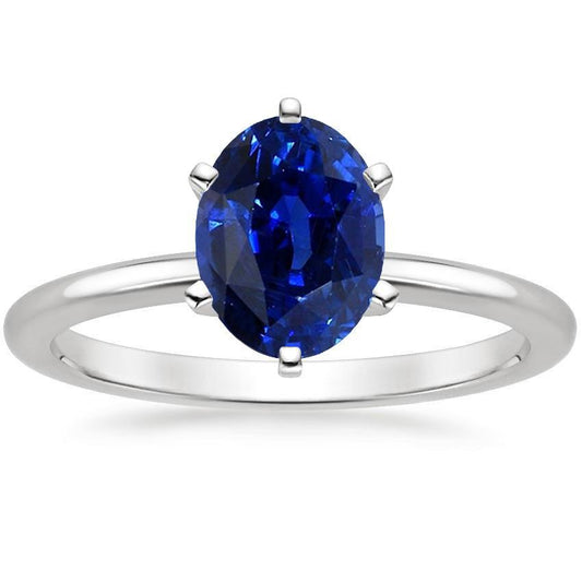 Solitaire Engagement Ring Oval Cut Ceylon Sapphire 2 Carats