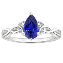 Solitaire Engagement Ring Pear Blue Sapphire Vintage Style 3 Carats