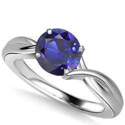 Solitaire Gemstone Blue Sapphire Ring 2 Carats Twisted Style Shank