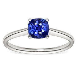 Solitaire Gemstone Jewellery Cushion Ceylon Sapphire Ring 1.50 Carats